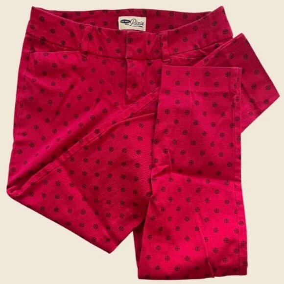 Old Navy Pants - Old Navy Dark Fuchsia and Black Print Pixie Pants Size 0